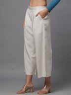Juniper Women's Natural Solid Wide Leg Palazzo | Grocsy