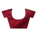 Very Much Indian Handloom Pure Cotton Linen Saree With Golden Border - Maroon | Grocsy