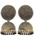 Mominos Fashion Joharkamal Gold-Polished Meenakari Jhumkas For Women & Girls (Black)