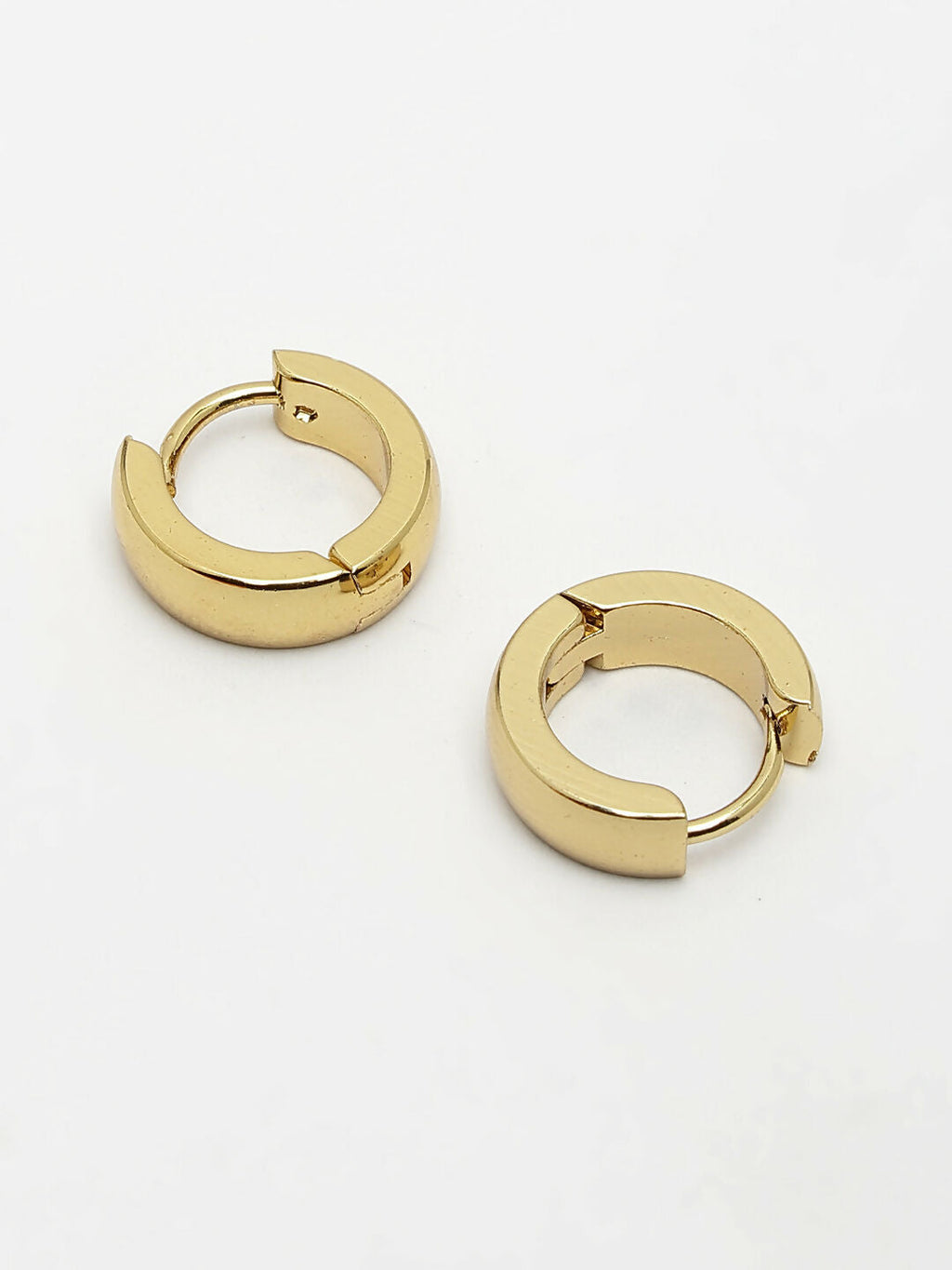 NVR Men's Gold-Polished Stainless Steel Hoop Earrings