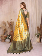 Aastha Fashion Yellow Tissue Silk Paithani Woven Saree | Grocsy