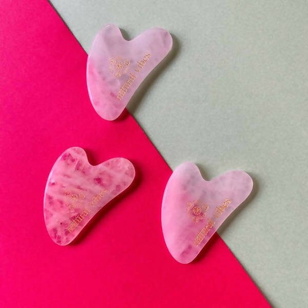 Natural Vibes Rose Quartz Gua Sha with Free Gold Beauty Elixir Oil | Grocsy