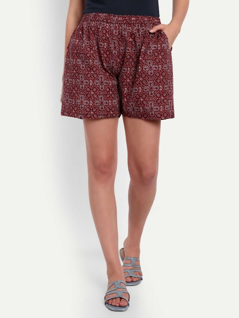 Alvano Printed Maroon Boxer Shorts | Grocsy