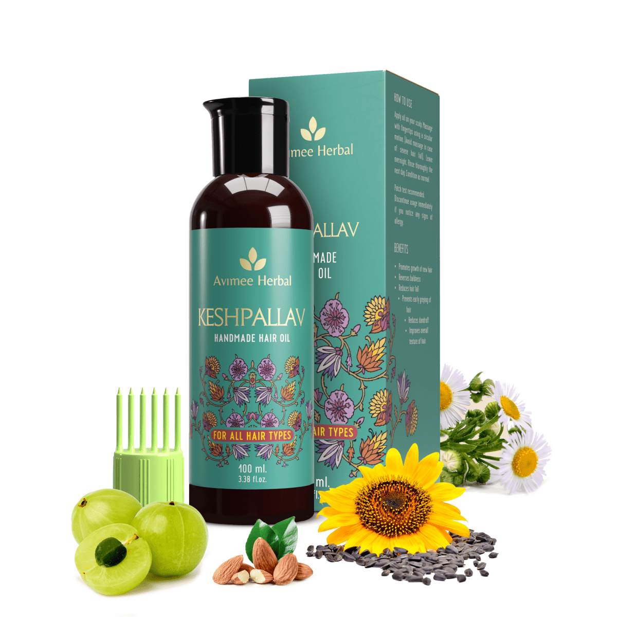 Avimee Herbal Anti Hairfall Kit - Oil, Cleanser and Scalp Spray, Controls Hair Fall and Strengthens Hair Root, With Rosemary, Amla, Methi & Bhringraj | Grocsy