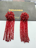 Inhanns Handmade Crystal Waterfall Earrings - Long - Maroon Big | Grocsy