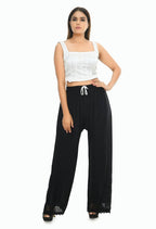 Mominos Fashion Moeza Reyon Cotton Black Cut Work Palazzo | Grocsy