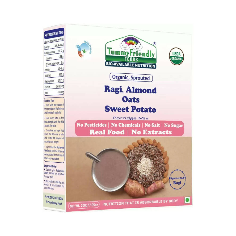 TummyFriendly Foods Organic Multi-Grain, and Sprouted Ragi, Oats, Red Lentil, Banana Porridge Mixes Combo | Grocsy