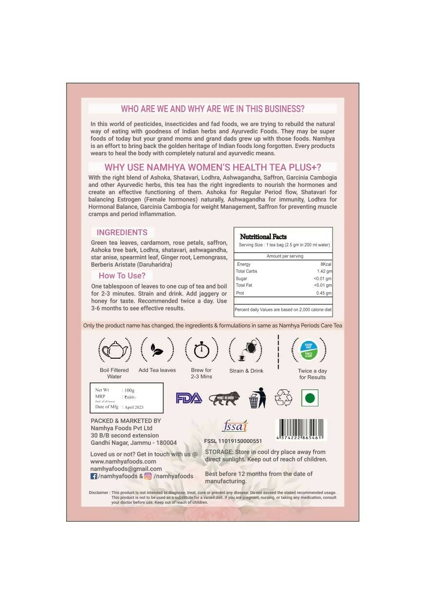 Namhya Women's Health Tea Plus+ | Grocsy