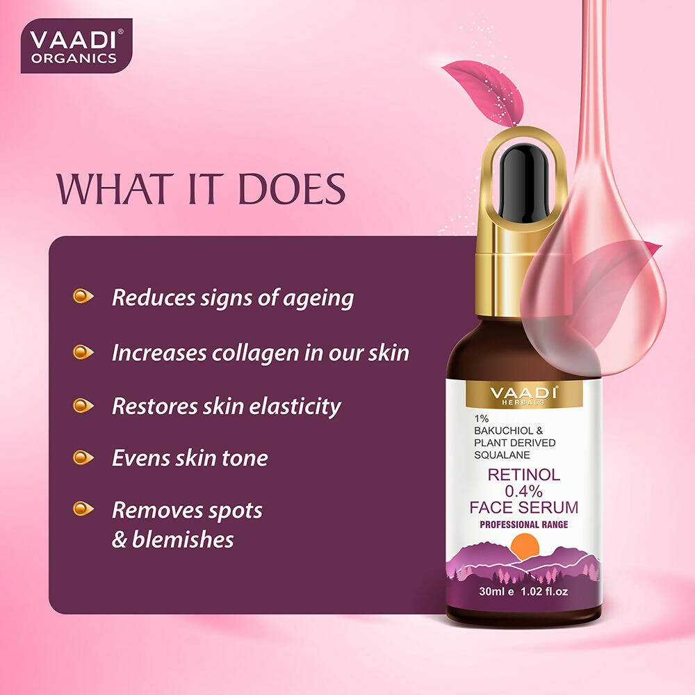 Vaadi Herbals Retinol 0.4% Face Serum With 1% Baluchiol & Plant Derived Squalane | Grocsy