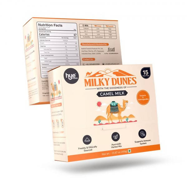 hye Foods Milky Dunes With The Goodness Of Camel Milk-Turmeric & Ashwagandha Flavour | Grocsy