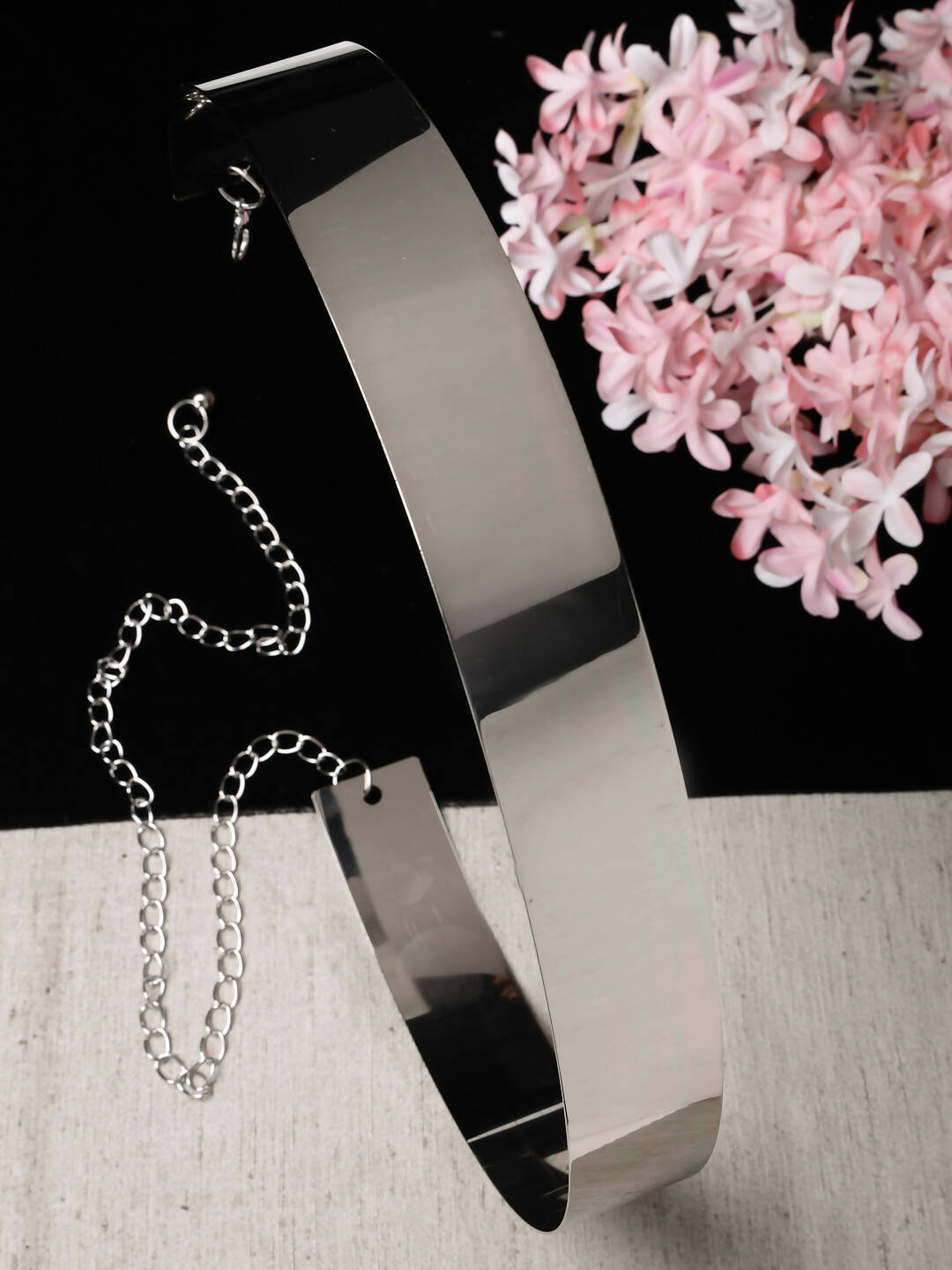 NVR Women Circular Silver Plated Adjustable Broad Belt | Grocsy