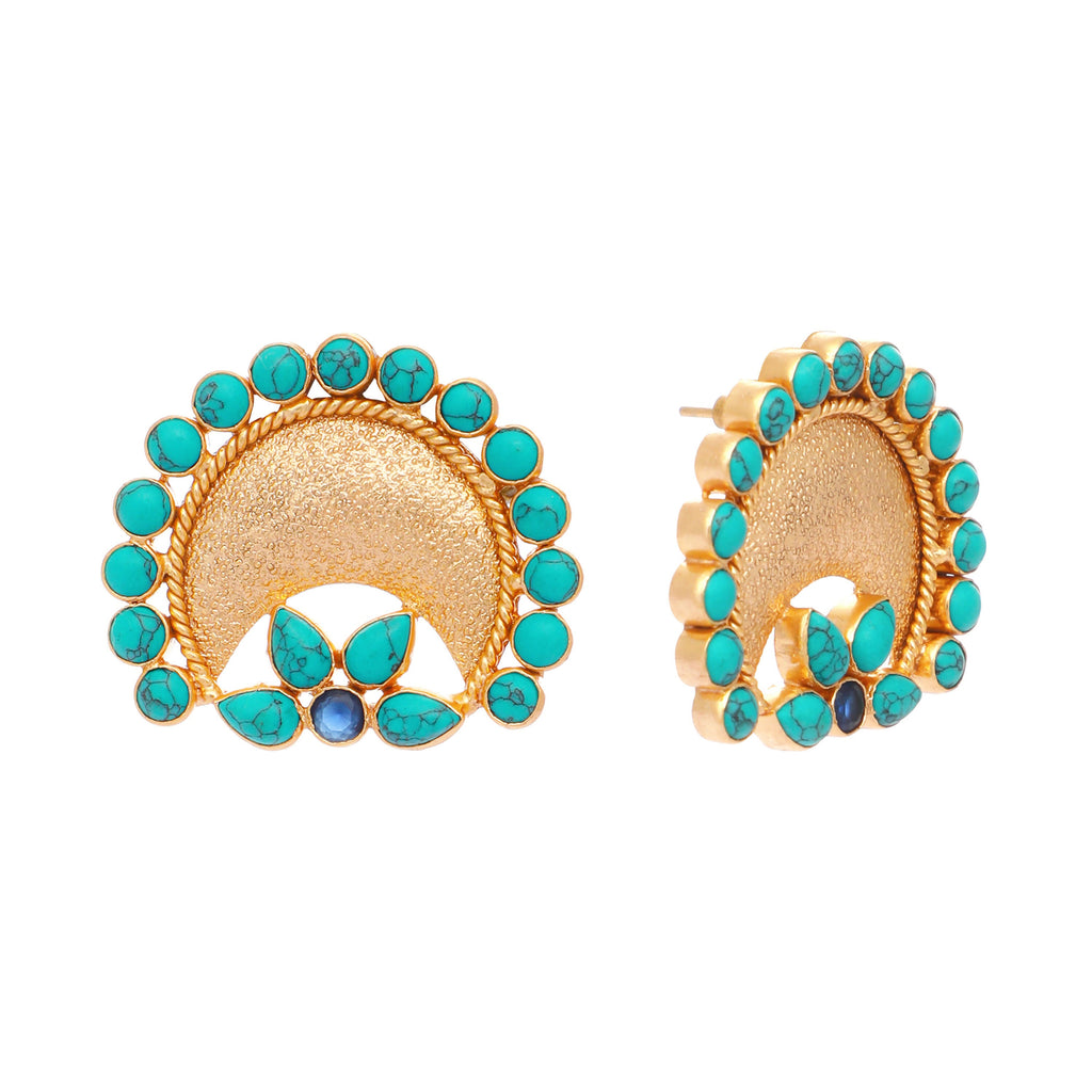 Nuyug Turquoise Crescent Earrings | Grocsy