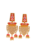 Red Traditional Gold-Polished Meenakari Jhumka Jhumki Earrings Indian Jewellery For Women Girls By House of Ree - Swadesiicart