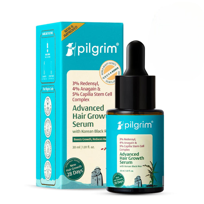Pilgrim Redensyl 3% + Anagain 4% + 5% Capilia Stem Advanced Hair Growth Serum with Korean Black Rice | Grocsy