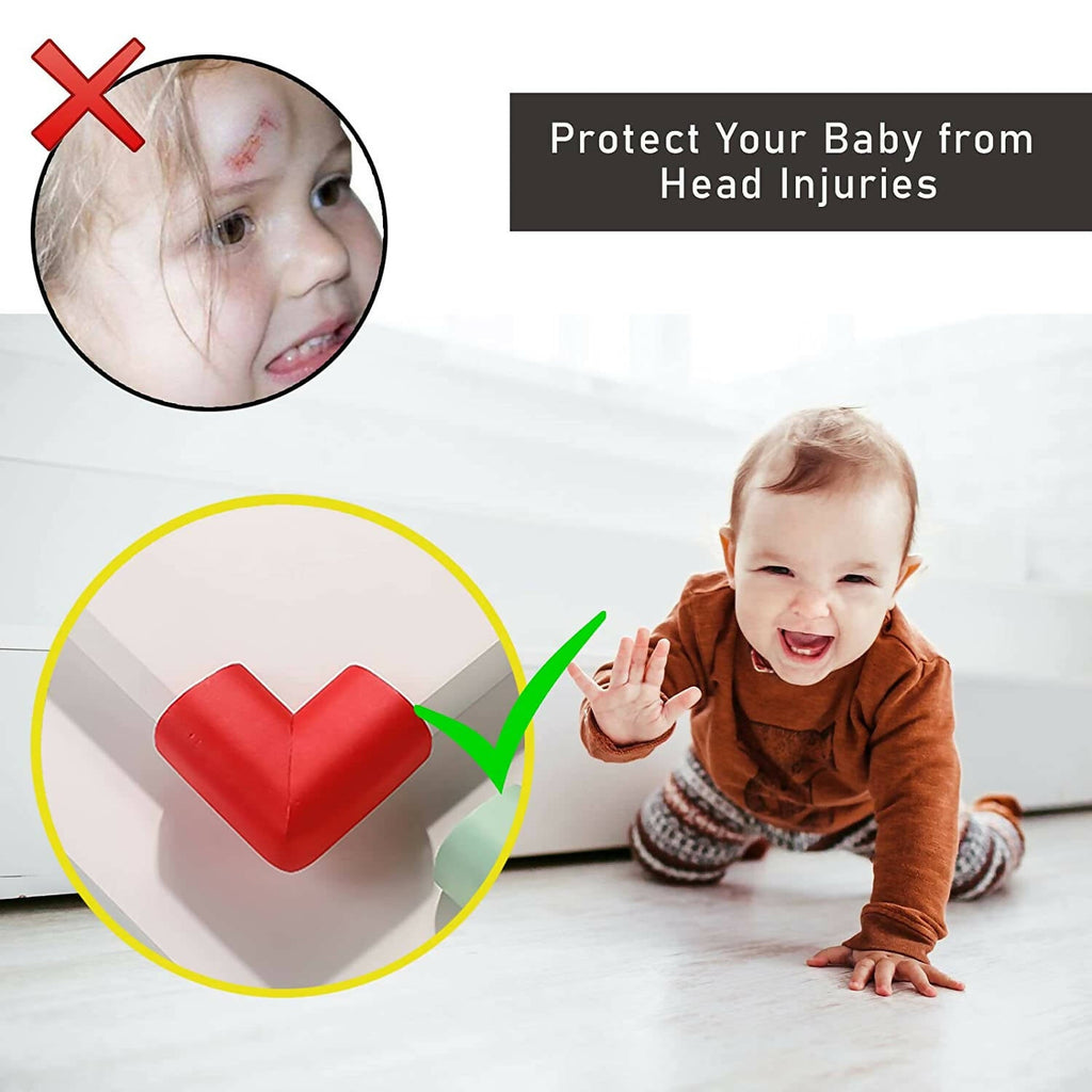 Safe-O-Kid L Shaped Large Nbr Corner Cushions, Red For Kids Protection | Grocsy