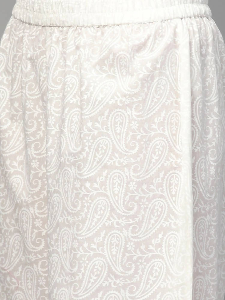 Yufta Women Mauve & White Printed Kurta with Palazzo & Dupatta | Grocsy