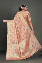 Pink Soft Organza Woven Design Saree With Unstitched Blouse Piece - Zaara | Grocsy