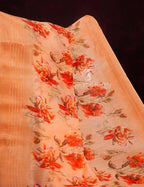Shades Of Orange With Floral Design Semi Chanderi Saree By Gayathri Reddy Designer Studio | Grocsy