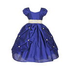 Asmaani Baby Girl's Blue Satin A-Line Maxi Full Length Dress (AS-DRESS-22013) | Grocsy
