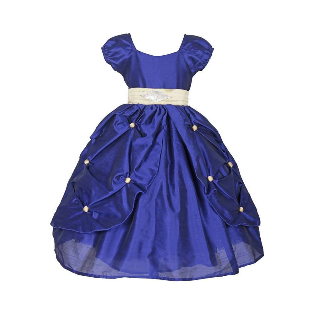 Asmaani Baby Girl's Blue Satin A-Line Maxi Full Length Dress (AS-DRESS-22013) | Grocsy