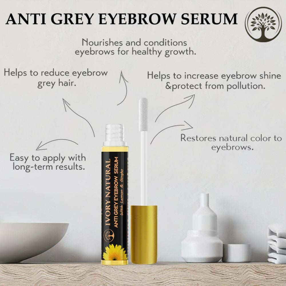Ivory Natural Grey Eyebrow Serum - Rejuvenates, Nourishes, And Restores Natural Color Of Eyebrows | Grocsy