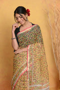 Very Much Indian Pure Kota Cotton Handblock Printed Saree - Yellow | Grocsy