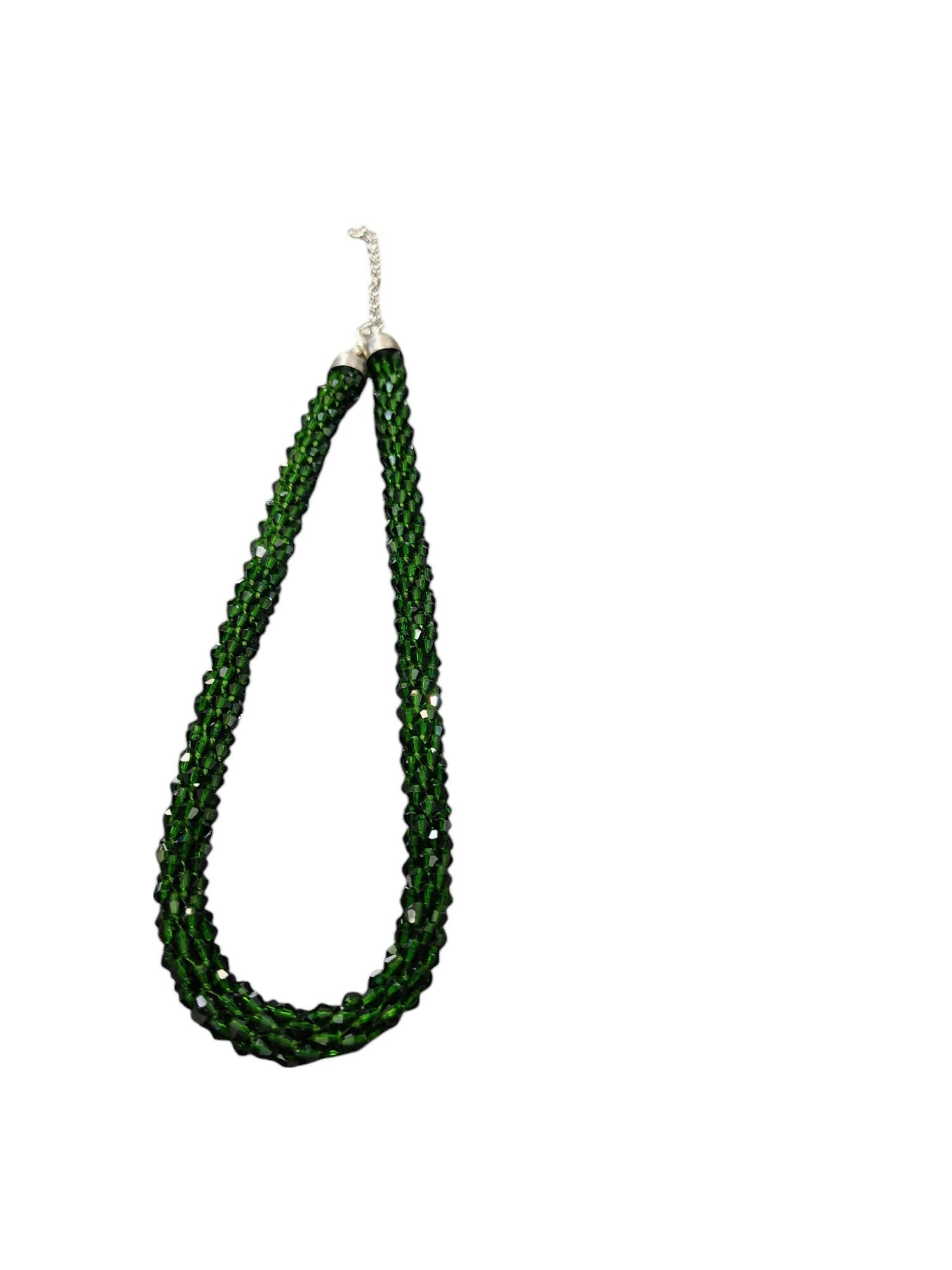 Inhanns Noor-E-Jalwa – Handmade Crystal Bead Necklace -Adjustable - Green Only Necklace | Grocsy
