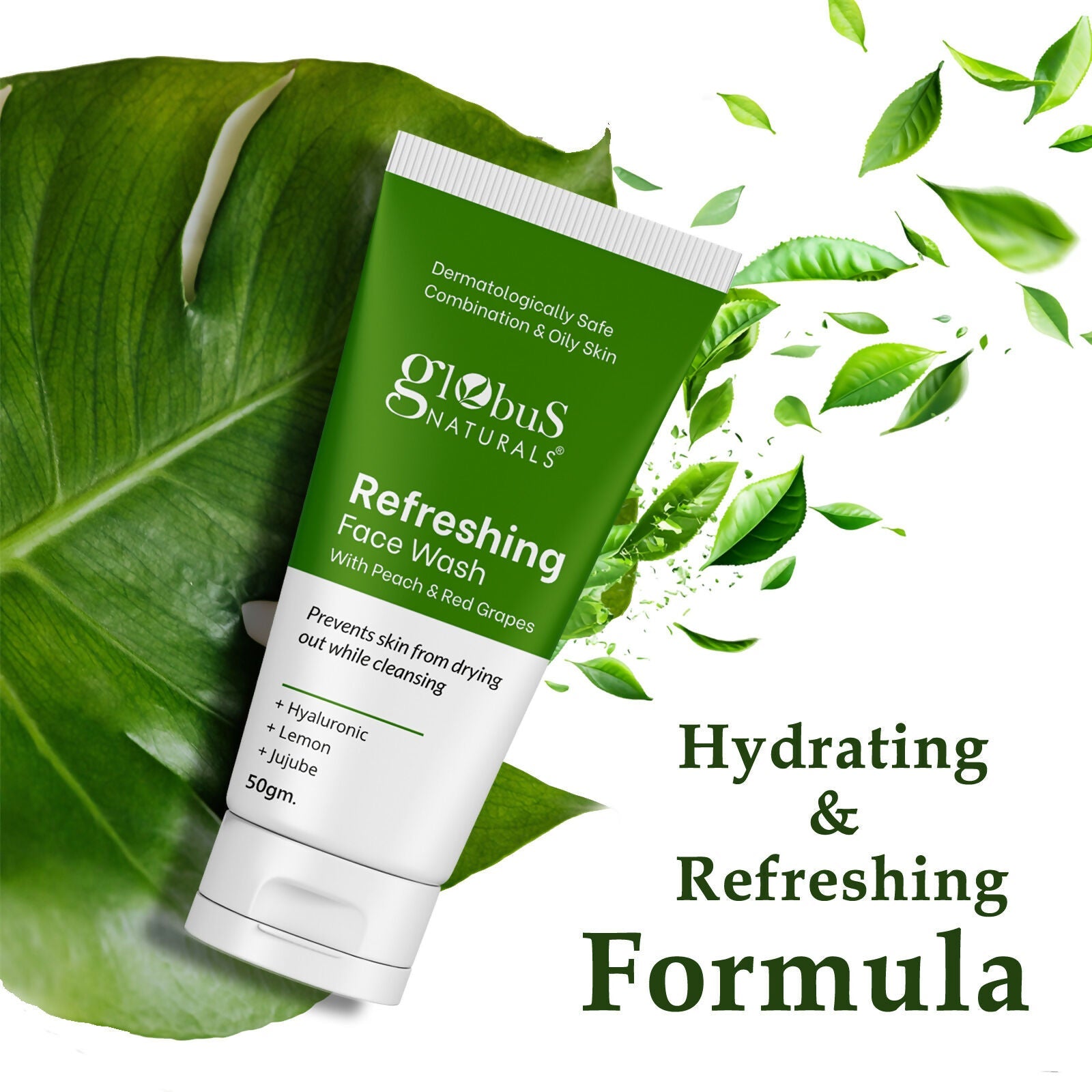 Globus Naturals Refreshing Face Wash with Peach & Red Grapes | Grocsy