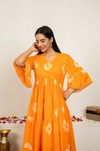 Joban Fashion Orange Tie & Dye Cotton Dress | Grocsy