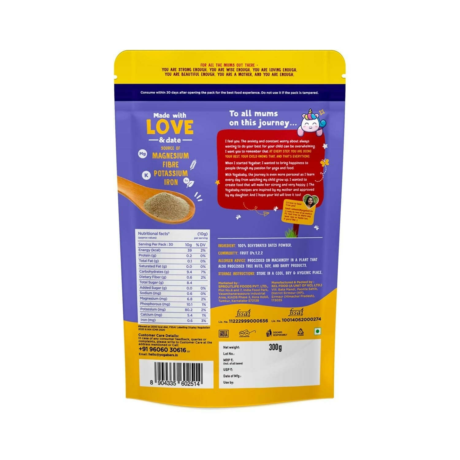 Yoga Bar Yogababy Date Powder, Healthy Nut Powders For Infants, Kids | Grocsy