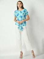 Myshka Women's Blue Printed Top | Grocsy