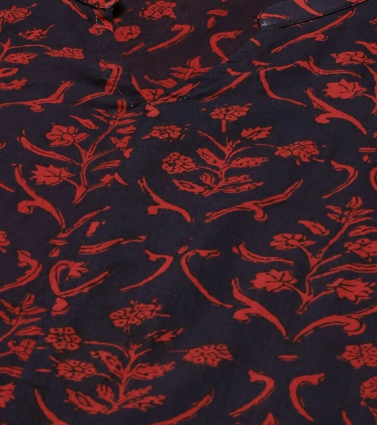 Miravan Women's Cotton Floral Print Straight Kurta Sharara And Dupatta Set | Grocsy