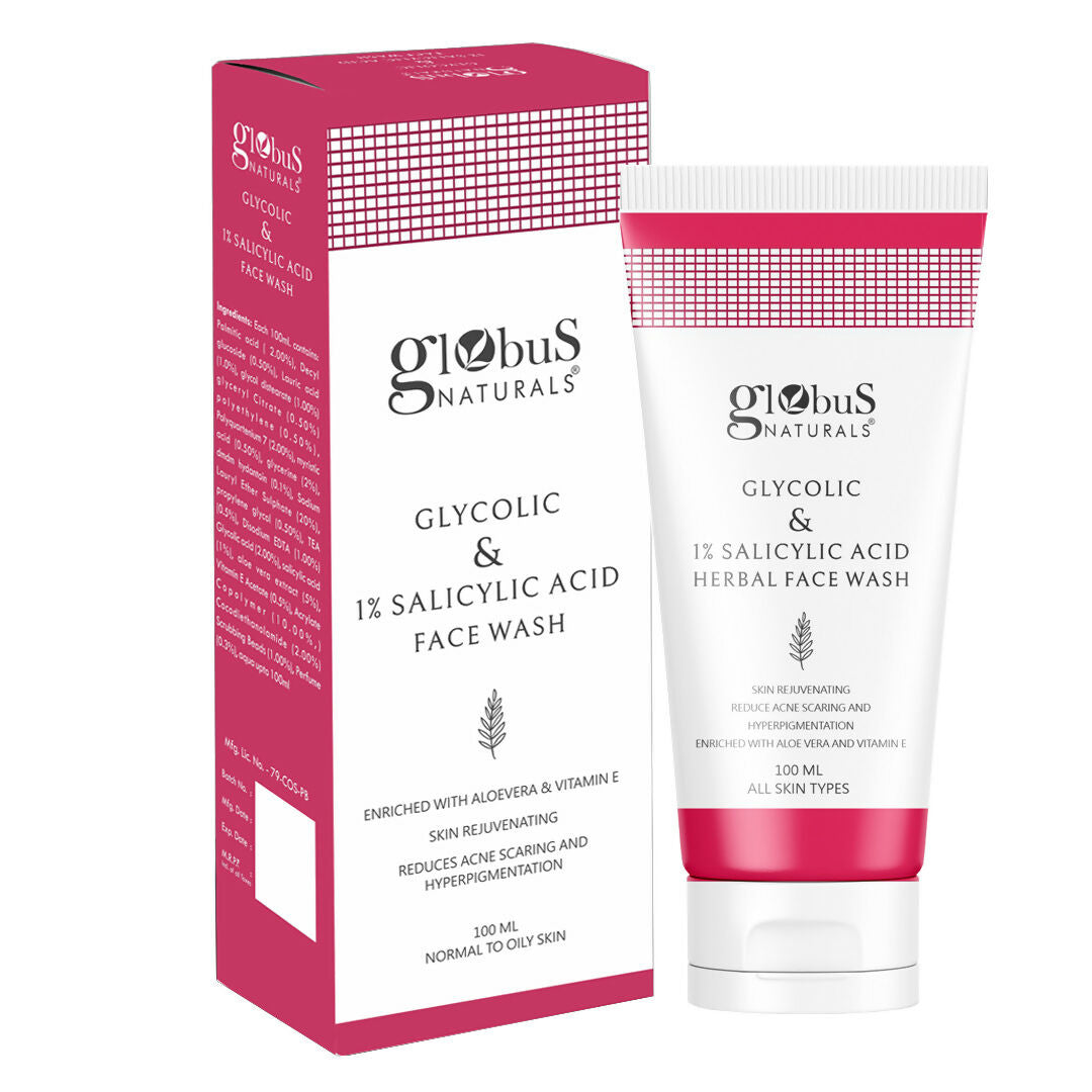 Globus Naturals Glycolic & 1% Salicylic Acid Face wash | Grocsy