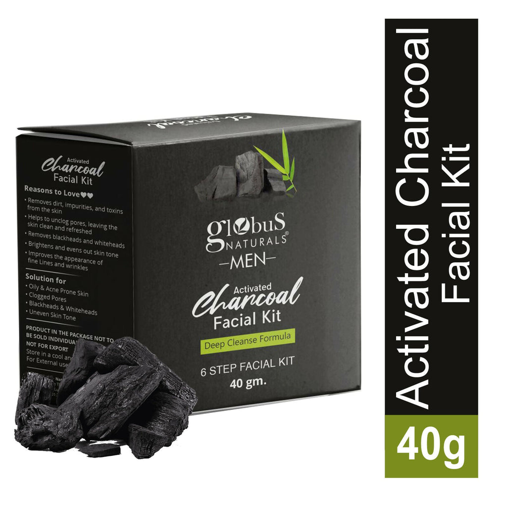 Globus Naturals Anti-Pollution Charcoal Men 6 Step Facial Kit | Grocsy