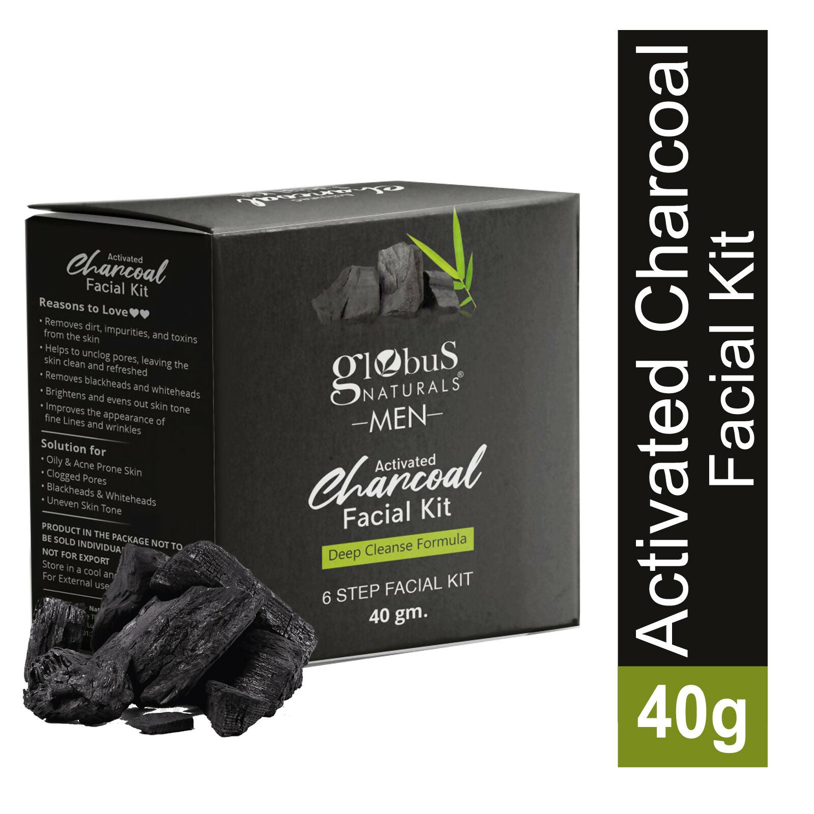 Globus Naturals Anti-Pollution Charcoal Men 6 Step Facial Kit | Grocsy