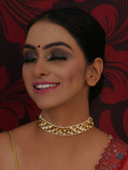 Kundan & Pearl Neckpiece (Gold) - Ruby Raang | Grocsy