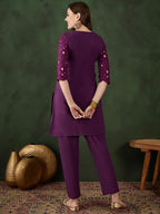 Sangria Embroidered Pure Cotton Kurta & Trouser | Grocsy