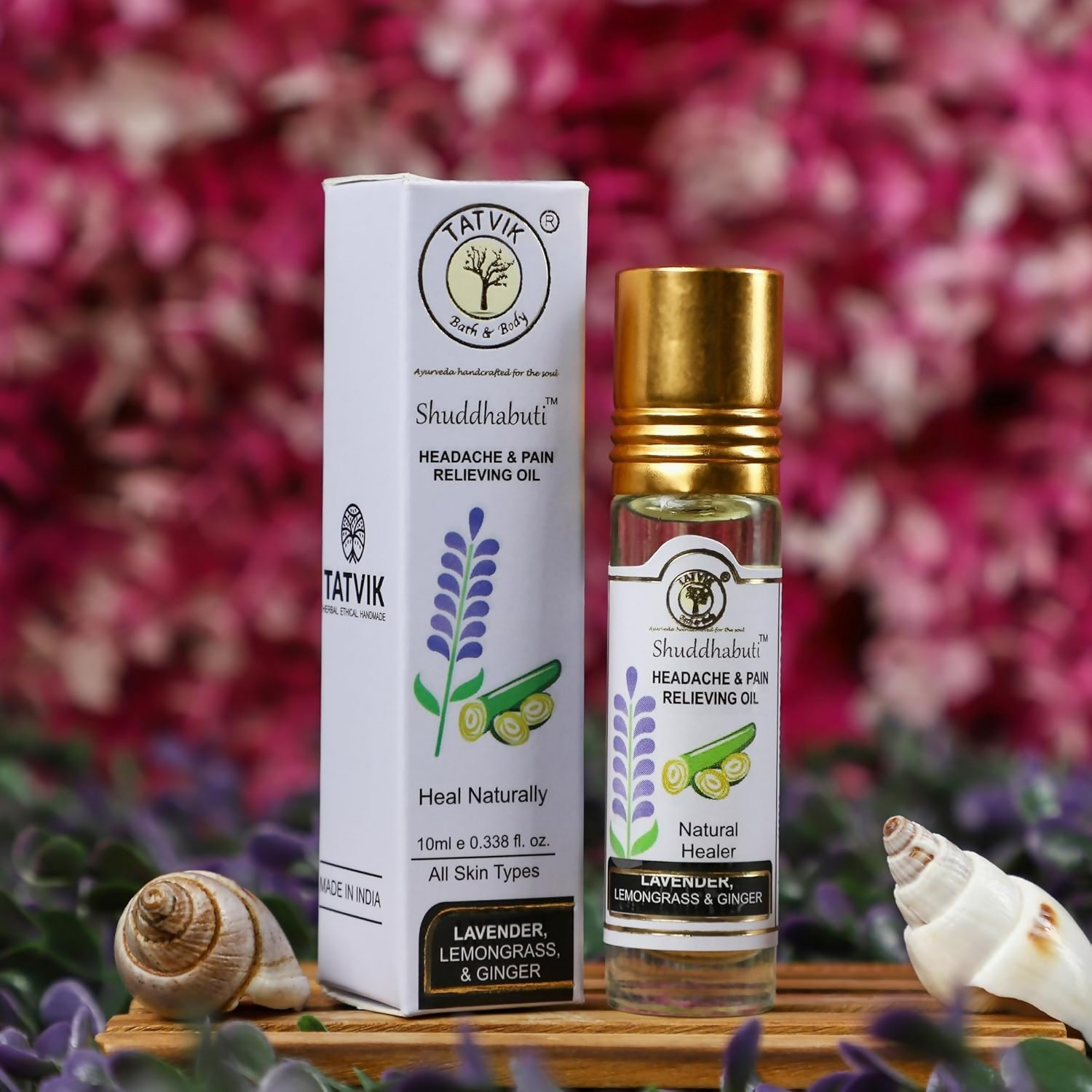 Tatvik Ayurveda Shuddhabuti Headache & Pain Releiving Oil (Lemongrass, Ginger & Tulsi) | Grocsy