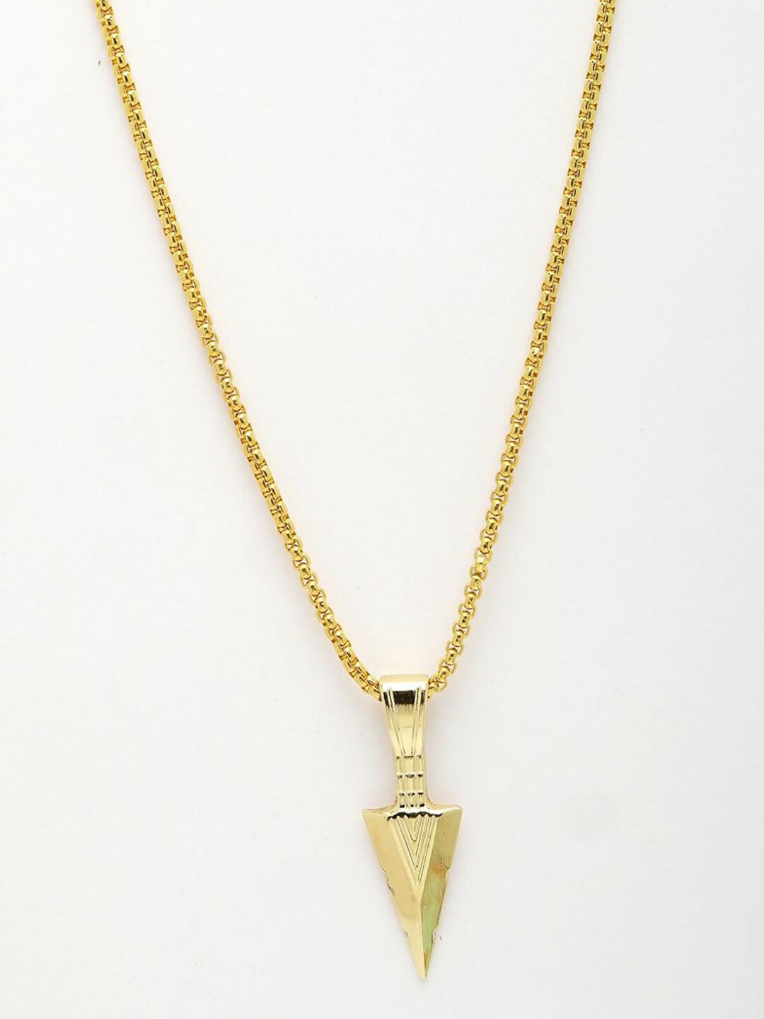 NVR Men's Arrow Shaped Gold Plated Pendant with Chain | Grocsy