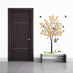 Decal O Decal Vinyl Orange Tree with Birds Cage and Nest Self Adhesive Wall Sticker | Grocsy
