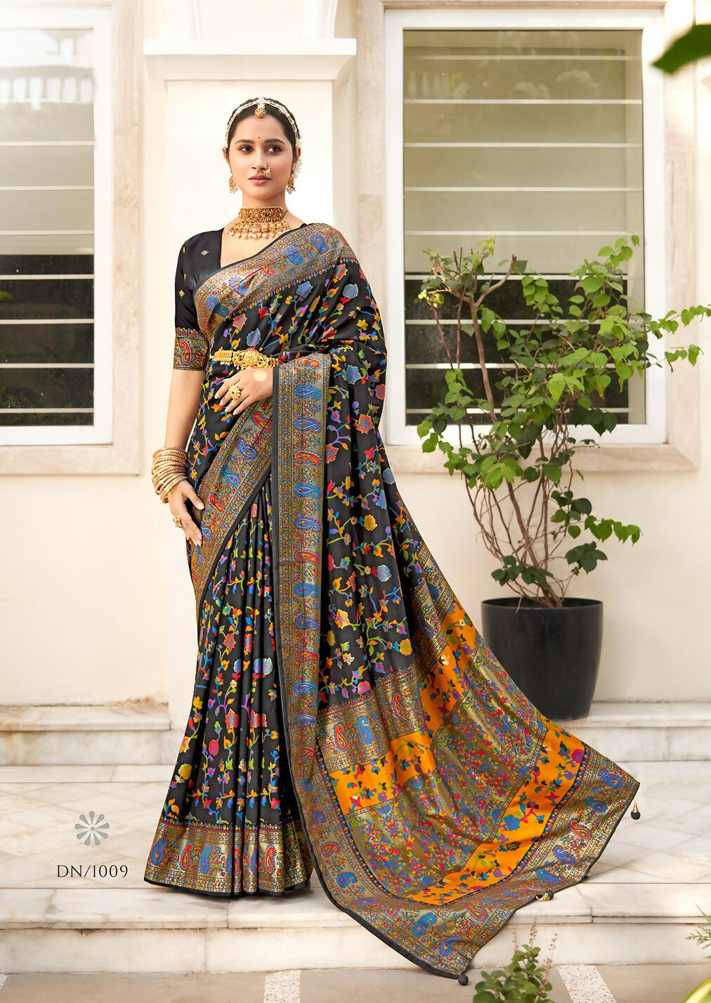 Joban Fashion Faux Chiffon Light Weight SareeBlack Colored With Zari Border Saree | Grocsy