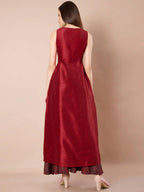 Indya Women Maroon Solid A-Line Kurta | Grocsy