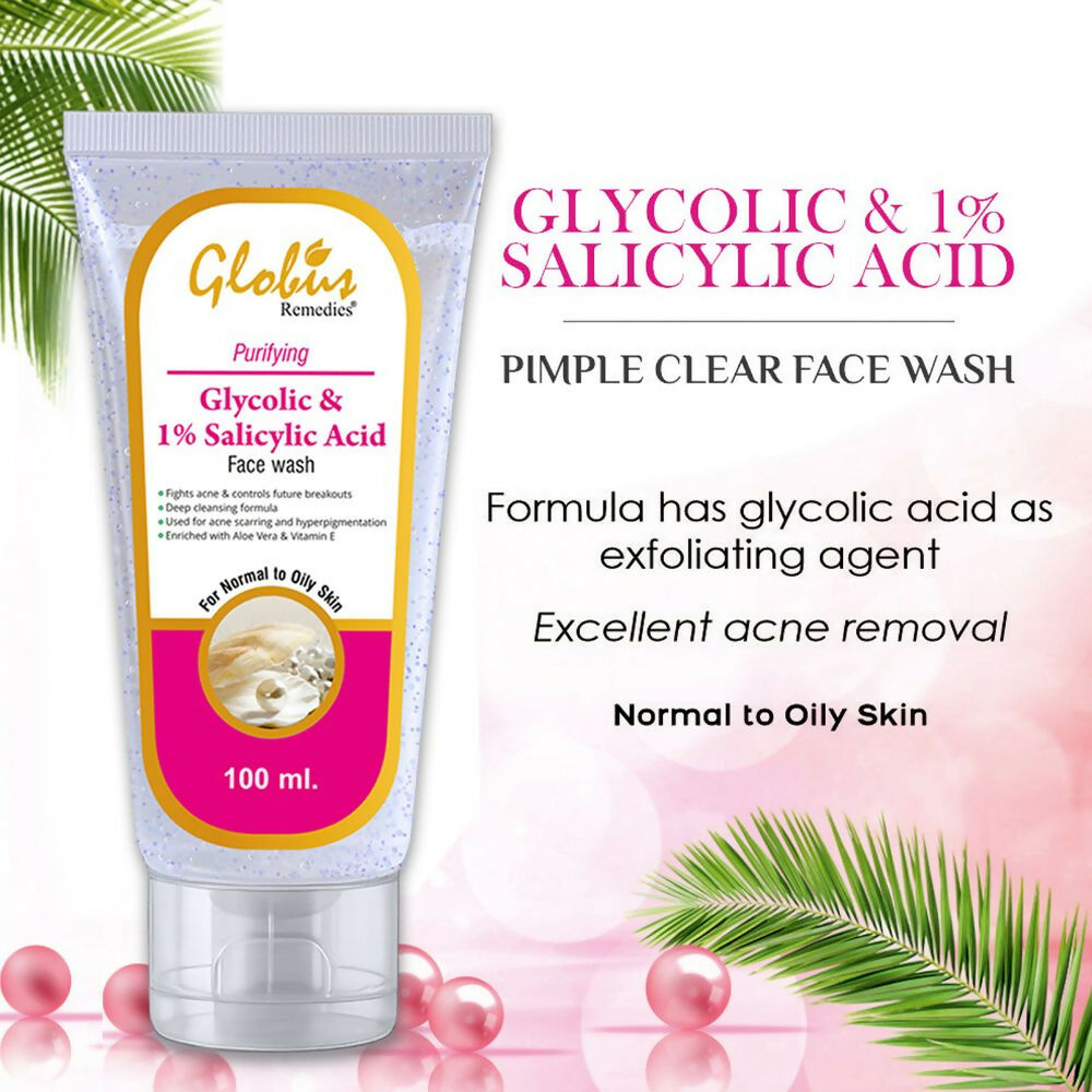 Globus Remedies Anti Acne Glycolic & 1% Salicylic Acid Face wash, For Oily & Acne Prone Skin | Grocsy
