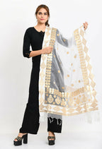 Mominos Fashion Moeza Women Organza Gotta Patti Bridal Dupatta White Dupatta | Grocsy