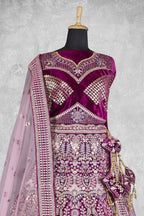 Lavendar & Wine Hand work Semi Stitched Lehenga Choli with Dupatta - Nimaya Lagnotsav | Grocsy