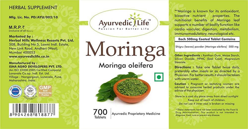 Ayurvedic Life Moringa Tablets | Grocsy