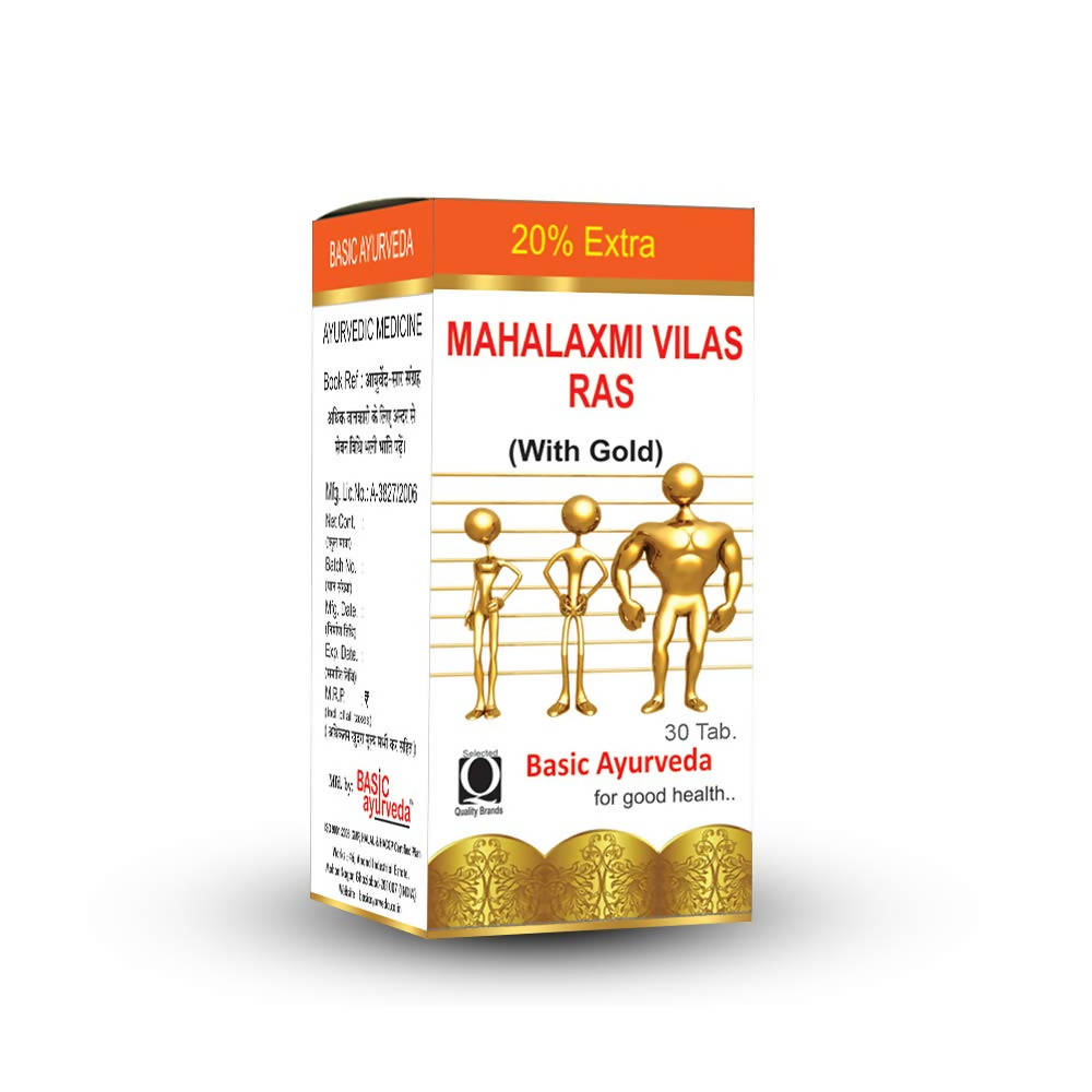Basic Ayurveda Mahalaxmi Vilas Ras (With Gold) Tablets | Grocsy