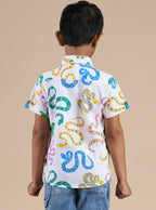 Snakes and Ladders Boys Multi Color Snake Print Shirt from Siblings Collection | Grocsy