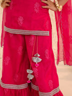 Joban Fashion Girl's Pink Color Sharara Set | Grocsy