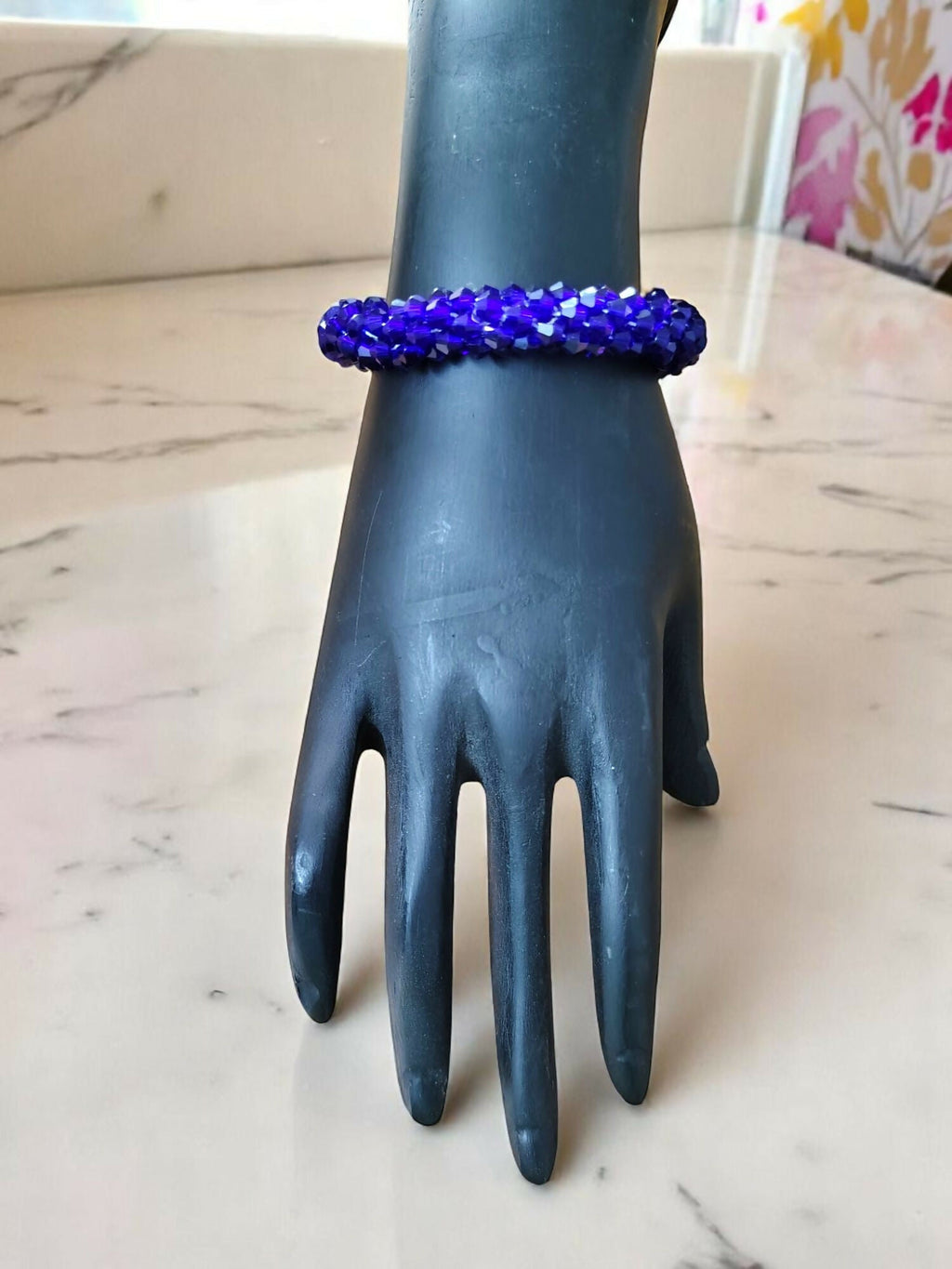 Inhanns Unisex Crystal Bloom – Adjustable Crystal Bead Bracelets - Blue | Grocsy